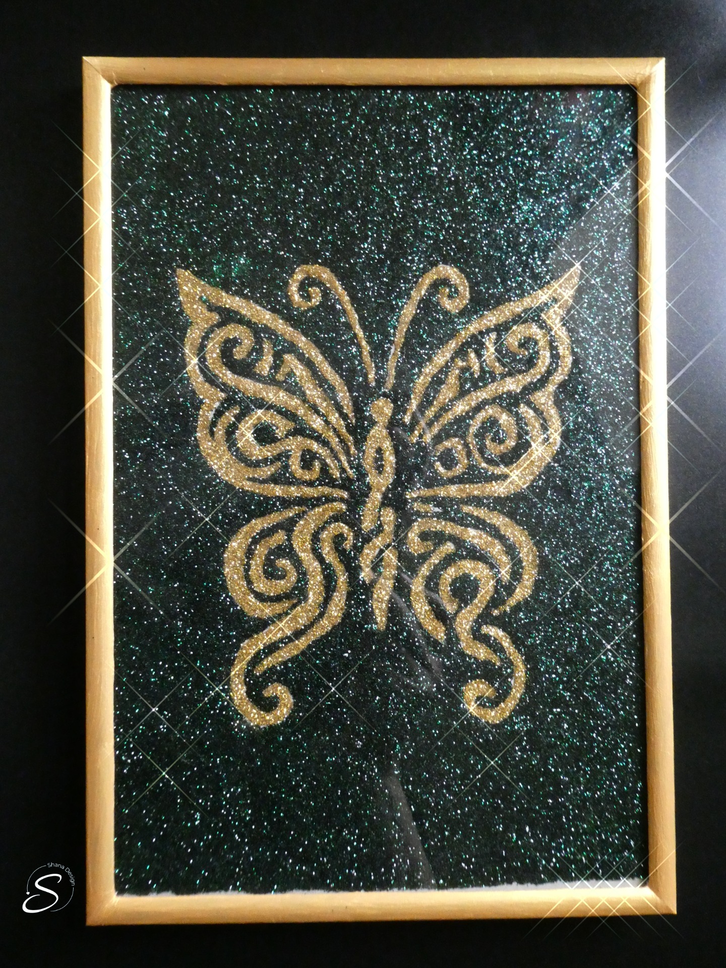 Glitzerbild "Schmetterling mit Tribalmuster"