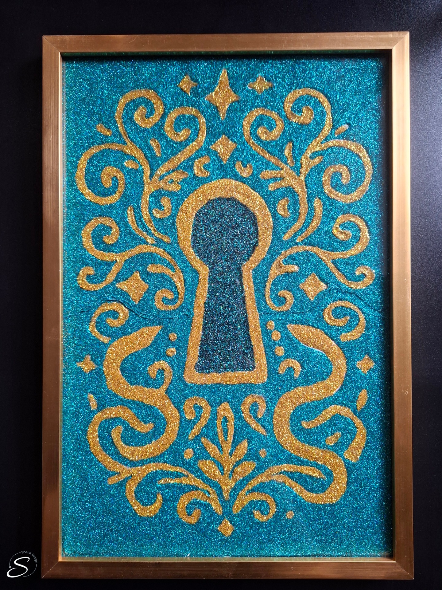 Glitzerbild "Schlüsselloch mit Ornamenten"